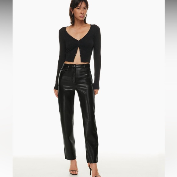 Aritzia Wilfred Melina black vegan leather pants. Size 10. - Picture 2 of 9